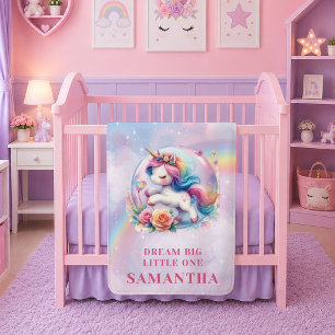 Polaire Couverture de fête d'anniversaire de licorne rose