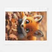 Polaire Couverture de feuilles d'automne de renard mignon (Devant (Horizontal))