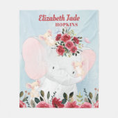 Polaire Couverture de fille avec fleurs de marron bordeaux (Devant)