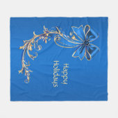 Polaire Couverture de Fleece de Vacances Fleur Or Bleu (Devant (Horizontal))