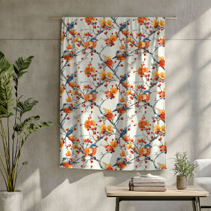 Polaire Couverture de fleurs d'automne avec des oiseaux co