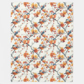 Polaire Couverture de fleurs d'automne avec des oiseaux co (Devant)