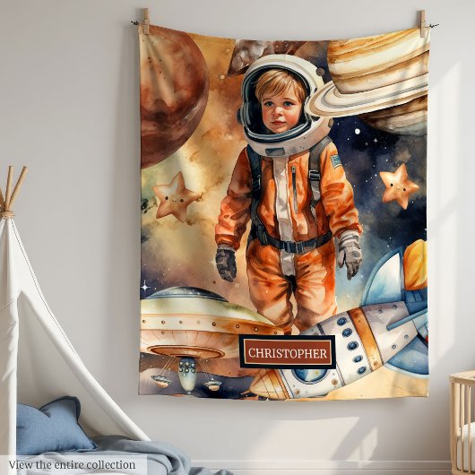 Polaire Couverture de garçon personnalisée Astronaut planè