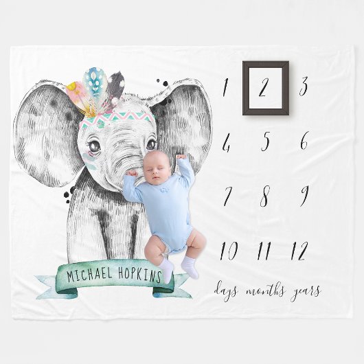 Polaire Couverture de jalons de bébé | Petit éléphant