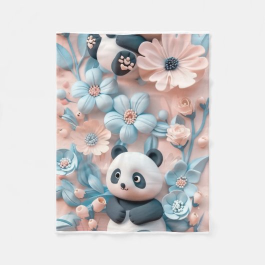 Polaire Couverture de jet ADOM Panda Mignon Floral (Devant)