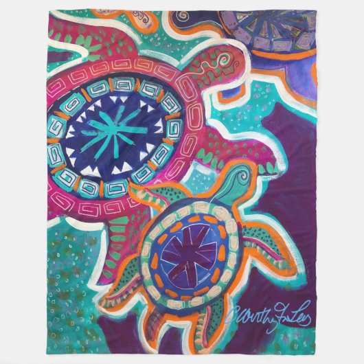 Polaire couverture de la tortue 60x80 avec l'art 0riginal (Devant)