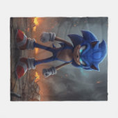 Polaire Couverture de lit Sonic Méchant – Design Sombre  (Devant (Horizontal))