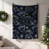 Polaire Couverture de luxe à monogramme doré et fleurs de