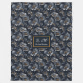 Polaire Couverture de luxe florale or marine avec monogram (Devant)