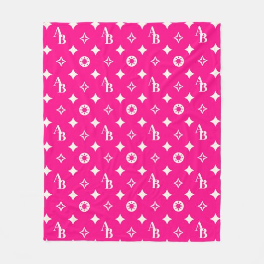 Polaire Couverture de Motif de monogramme initial rose cha (Devant)