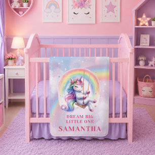 Polaire Couverture de naissance fille licorne rose violet