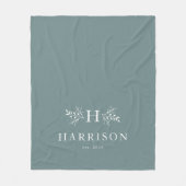 Polaire Couverture de newlywed sarcelle de monogramme rust (Devant)