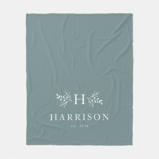 Polaire Couverture de newlywed sarcelle de monogramme rust (Devant)