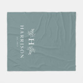 Polaire Couverture de newlywed sarcelle de monogramme rust (Devant (Horizontal))