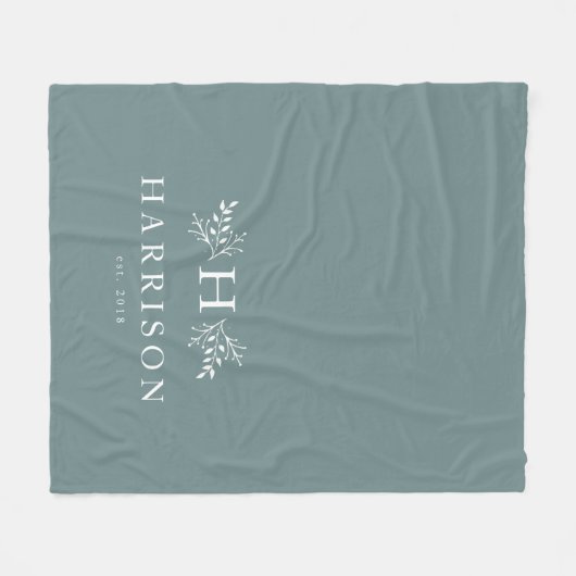 Polaire Couverture de newlywed sarcelle de monogramme rust (Devant (Horizontal))