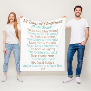 Polaire Couverture de Noël avec poème 12 jours de Noël