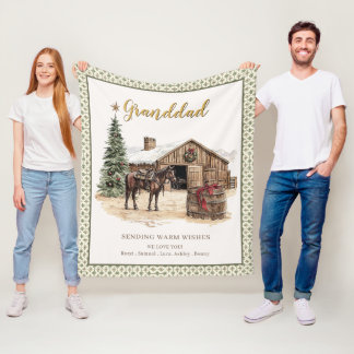 Polaire Couverture de Noël cosy pour grand-père, grange à