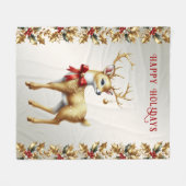 Polaire Couverture de Noël en molleton Cerf doré (Devant (Horizontal))