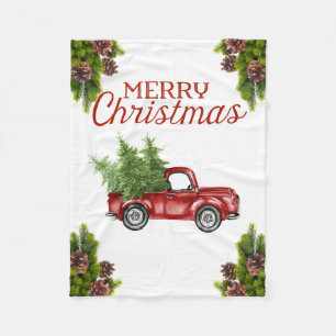 Polaire Couverture de Noël vintage Camion Rouge