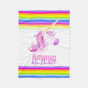Polaire Couverture de nom arc-en-ciel de Whimsy Unicorn
