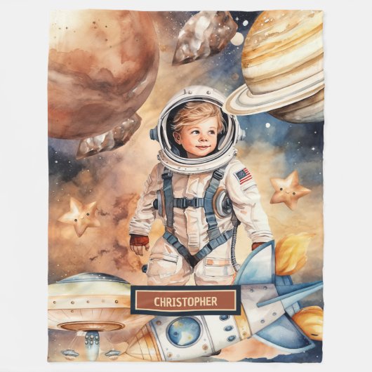 Polaire Couverture de nom personnalisé avec étoiles Rocket (Devant)