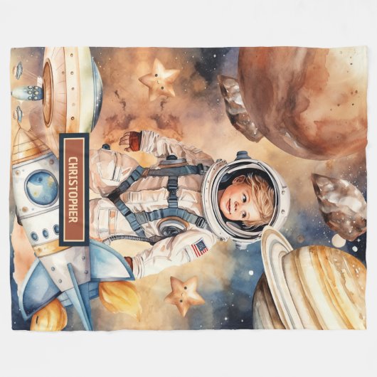 Polaire Couverture de nom personnalisé avec étoiles Rocket (Devant (Horizontal))