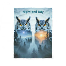 Couverture de nuit et de jour de hibou de couple
