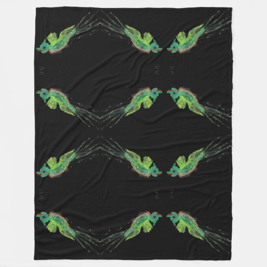 Polaire couverture de peinture d'oiseau vert (Devant)