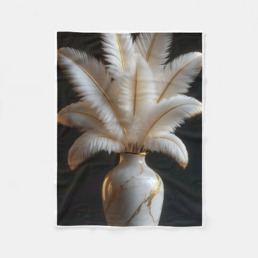 Polaire Couverture de vase Luxe Plume Blanche ADOM (Devant)