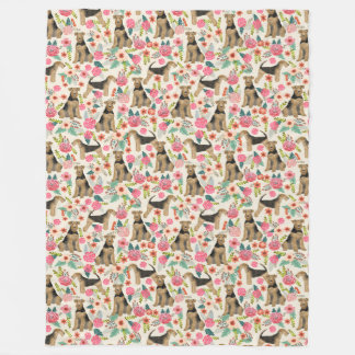 Polaire Couverture d'impression florale Airedale Terrier