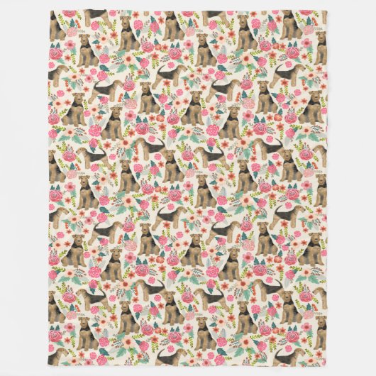 Polaire Couverture d'impression florale Airedale Terrier (Devant)