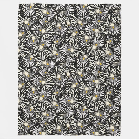 Polaire Couverture d'iris floral noir et blanc (Devant)