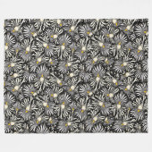 Polaire Couverture d'iris floral noir et blanc (Devant (Horizontal))