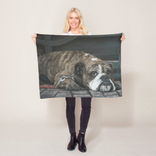 Polaire Couverture d'ouatine de bouledogue de bleus de