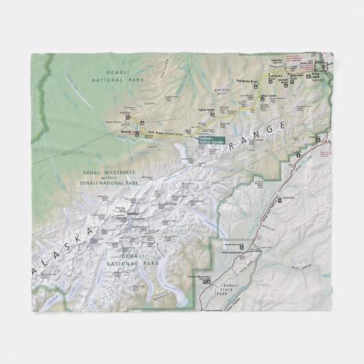 Polaire Couverture d'ouatine de carte de Denali (Alaska) (Devant (Horizontal))