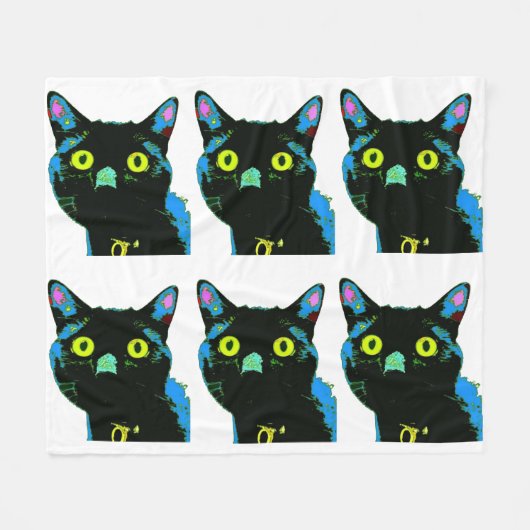 Polaire Couverture d'ouatine de chat noir (Devant (Horizontal))
