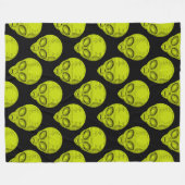 Polaire Couverture Douce Tête d'Alien Vert (Devant (Horizontal))