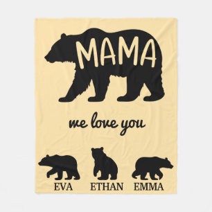 Polaire Couverture d'ours de maman personnalisée avec nom