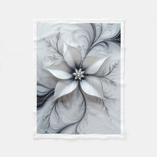 Polaire Couverture Élégance Florale Argentée (Devant)