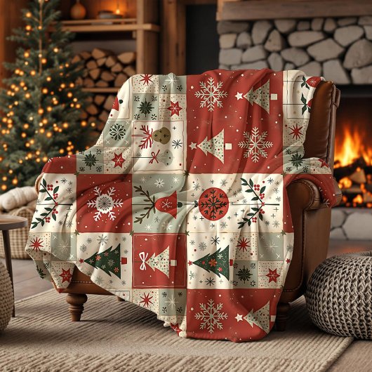 Polaire Couverture en flanelle à motif patchwork de Noël