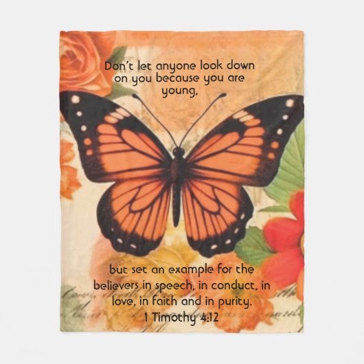 Polaire Couverture en fleece papillon 1 Timothée 4:12 (Devant)