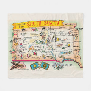 Polaire Couverture en laine de carte vintage du Dakota du