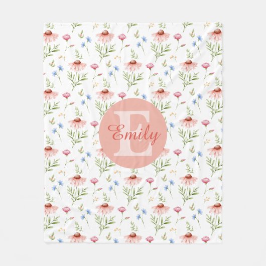 Polaire Couverture en molleton à monogramme floral pour fi (Devant)