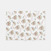 Polaire Couverture en molleton à monogramme floral rose (Devant (Horizontal))