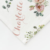 Polaire Couverture en molleton à monogramme floral rose (Coin)