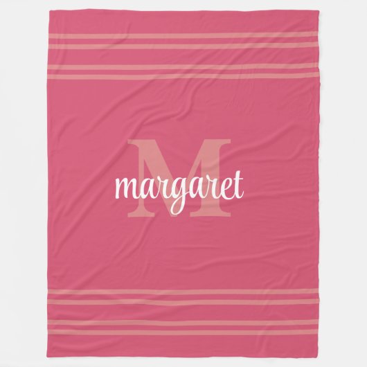 Polaire Couverture en molleton à monogramme rose foncé fém (Devant)