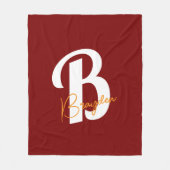 Polaire Couverture en molleton à monogramme rouge personna (Devant)