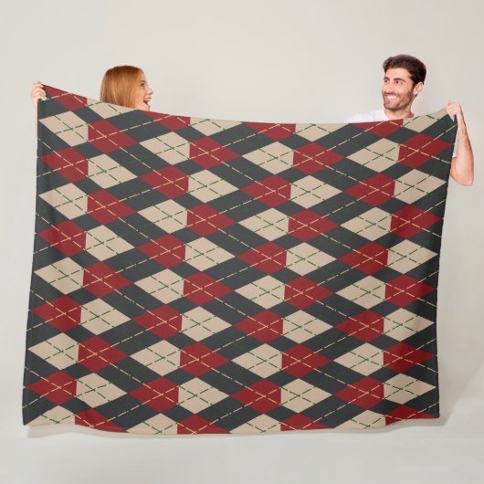 Polaire Couverture en molleton à motif argyle classique en (En situation)
