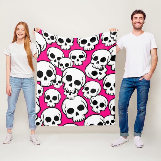 Polaire Couverture en molleton à motif crâne rose (En situation)