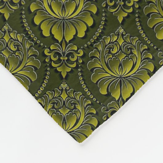 Polaire Couverture en molleton à motif damassé vert olive (Coin)